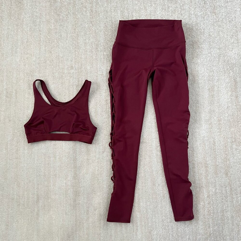 Alo Yoga Matching Workout Leggings Sports Bra Two Piece Set M